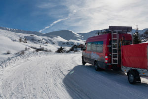 Bus to the ski area of the Fideriser Heuberge in the canton of Graubünden Switzerland Bus to the ski area of the Fideriser Heuberge in the canton of Graubünden Switzerland